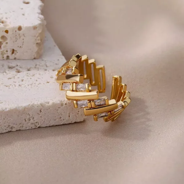 Gold-Plated Zircon Bar Ring - Image 4