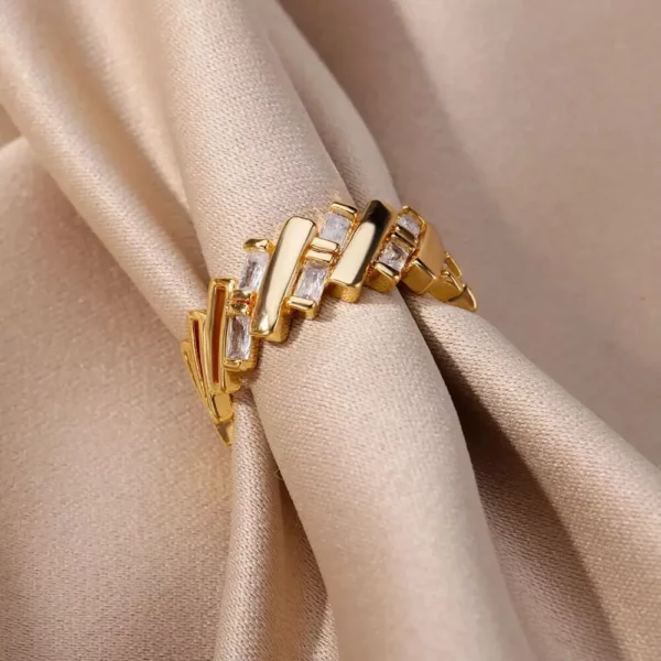 Gold-Plated Zircon Bar Ring - Image 5