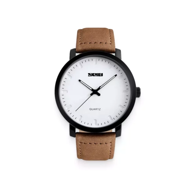 Men’s Brown Leather Quartz Watch - Image 2