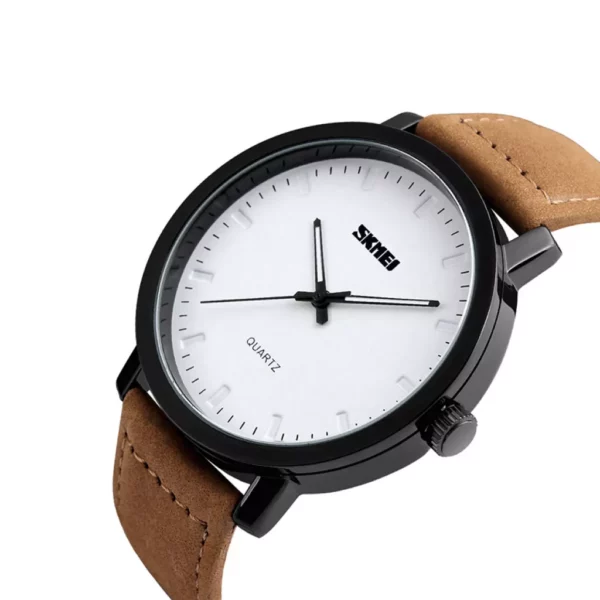 Men’s Brown Leather Quartz Watch - Image 3