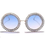 Luxury Crystal Round Sunglasses - Fashionable Rhinestone Eyewear for Women