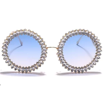Luxury Crystal Round Sunglasses – Fashionable Rhinestone Eyewear for Women