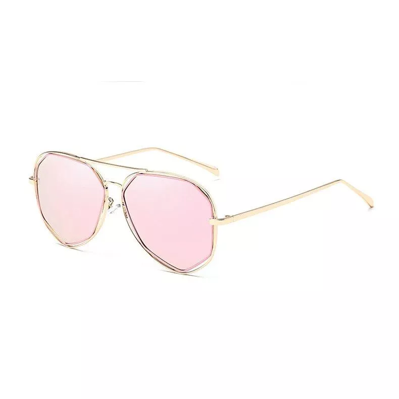 Rose Gold Aviator Sunglasses with Mirror Alloy Frame