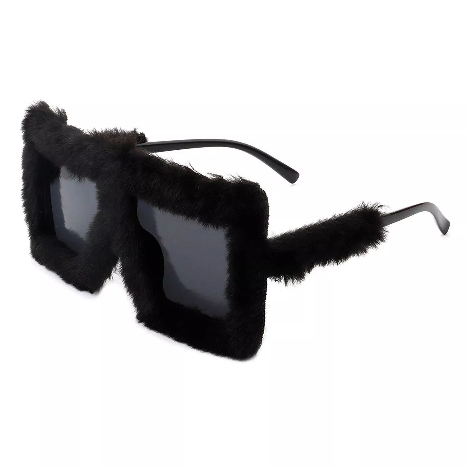 Luxurious Oversized Cat Eye Woollen Sunglasses for Women – Plush Velvet Party Shades