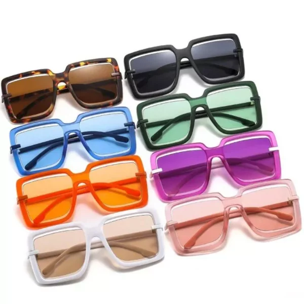 Fashion Green Oversized Square Sunglasses – UV400 Protective Beachwear Eyewear for Women