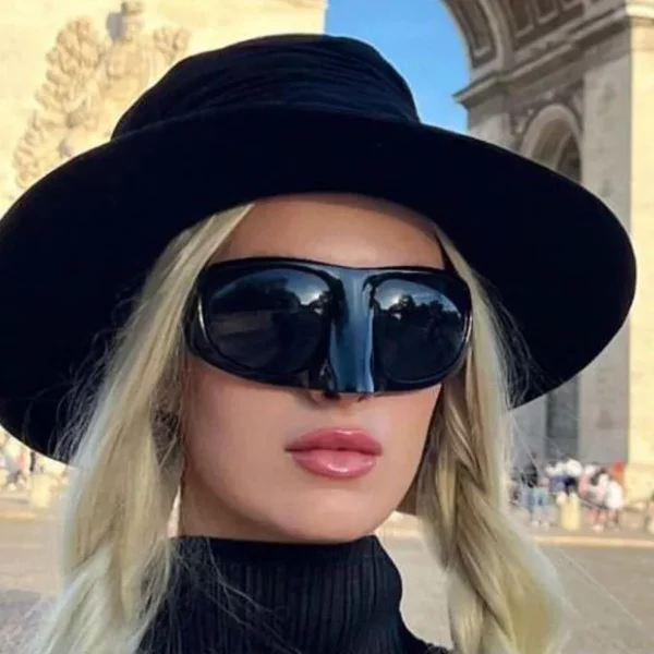 Y2K-Inspired Oversized Black Goggle Sunglasses – Vintage Punk UV400 Mirror Shades for Men and Women