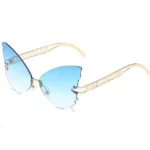 Chic Gradient Butterfly Sunglasses - UV Protection, Rimless Metal Design for Women