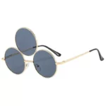 Vintage Third Eye Sunglasses - Round Metal Frames with Triple Lenses, UV400 Protection for Men and Women