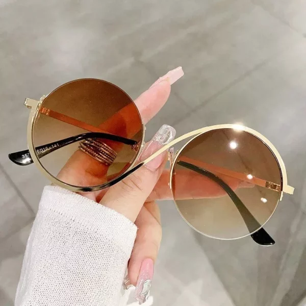 Chic Retro Round Gradient Sunglasses – UV400 Protection, Fashion Metal Frame Eyewear