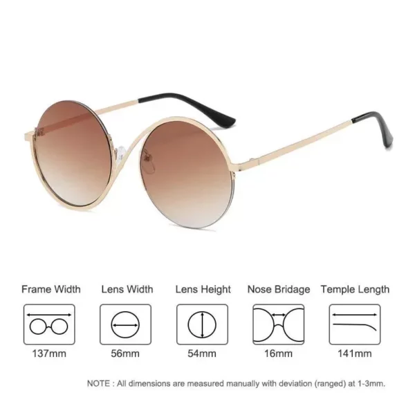 Chic Retro Round Gradient Sunglasses – UV400 Protection, Fashion Metal Frame Eyewear