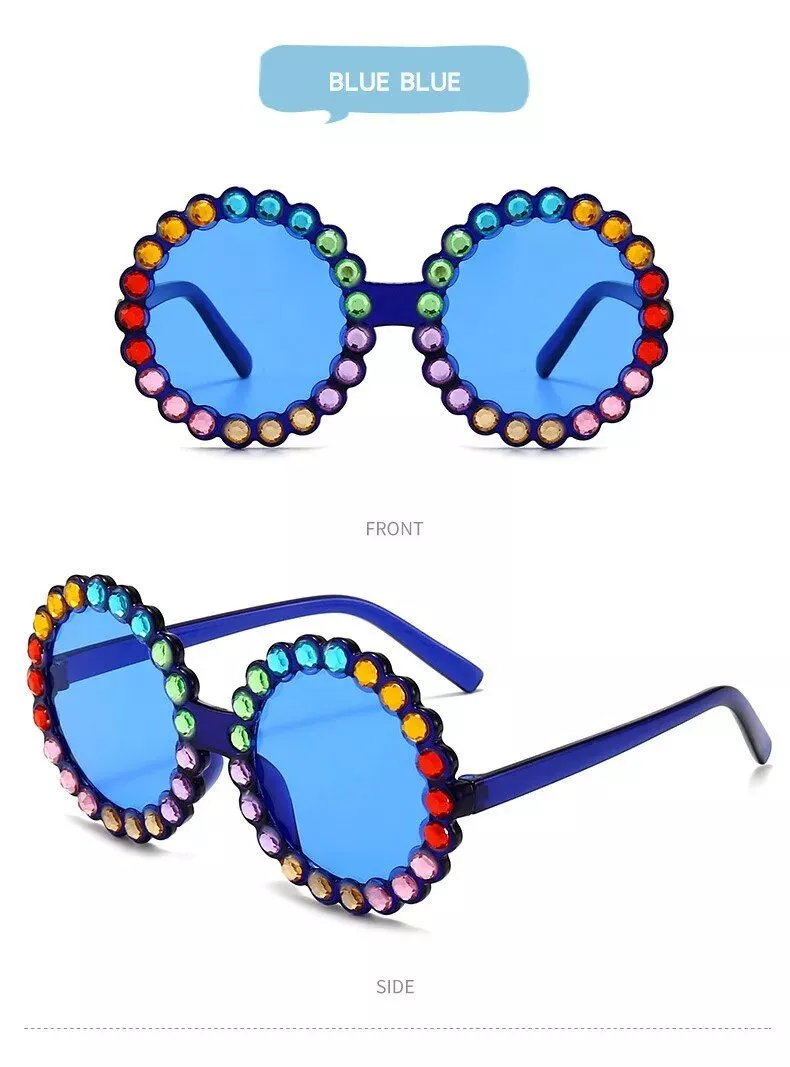 Sparkling Sunflower Round Sunglasses for Kids – UV400 Protection, Stylish & Durable