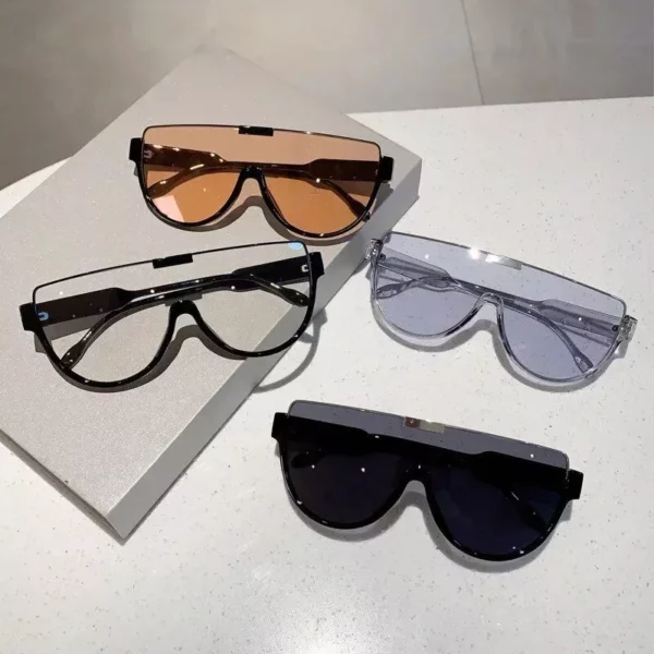 Trendy Half-Frame Oversized Sunglasses – Vintage Punk Style for Women and Men