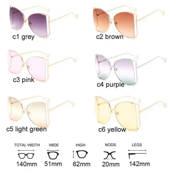 Oversized Square Sunglasses with Pearl Accents for Women – Chic Butterfly Cat Eye Shades