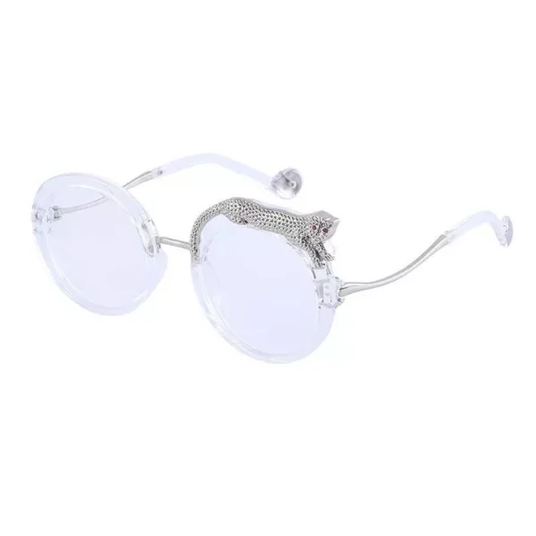 Luxury Crystal Leopard Round Sunglasses with UV400 Protection