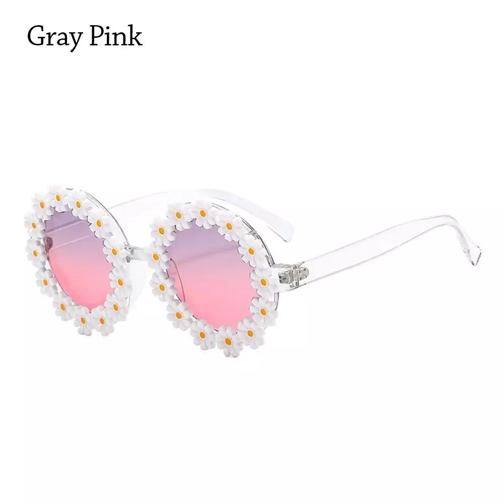 Trendy Daisy Flower Sunglasses for Women – Fun Retro Round Sunnies for Festivals and Parties