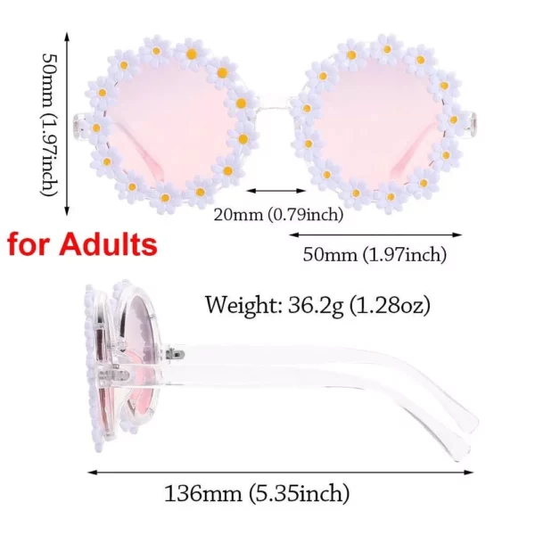 Trendy Daisy Flower Sunglasses for Women – Fun Retro Round Sunnies for Festivals and Parties