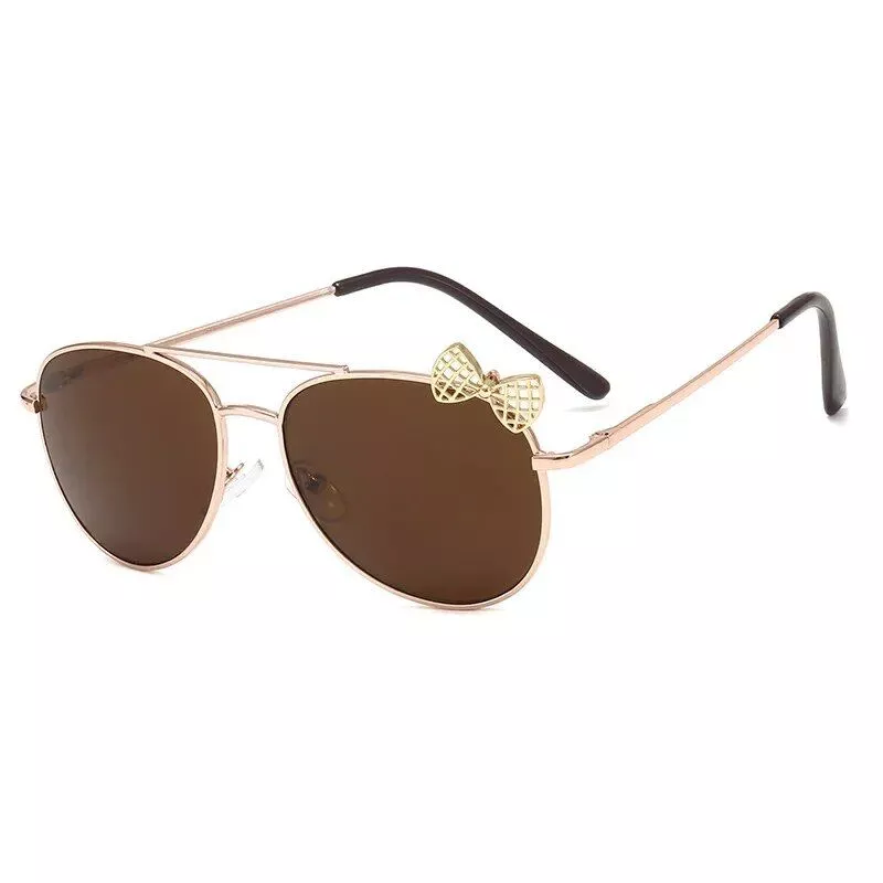 Classic Kids’ Pilot Sunglasses – UV Protection, Trendy Bow Design, Metal Frame