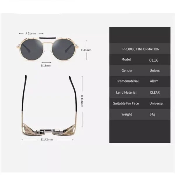 Steampunk Retro Round Metal Sunglasses – UV400 Anti-Reflective Unisex Eyewear