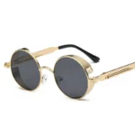 Retro Round Metal Sunglasses - Unisex Steampunk Fashion with UV400 Protection