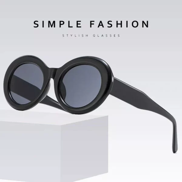 Retro Zebra Stripes Oval Sunglasses – UV400 Blue Gray Shades for Women & Men
