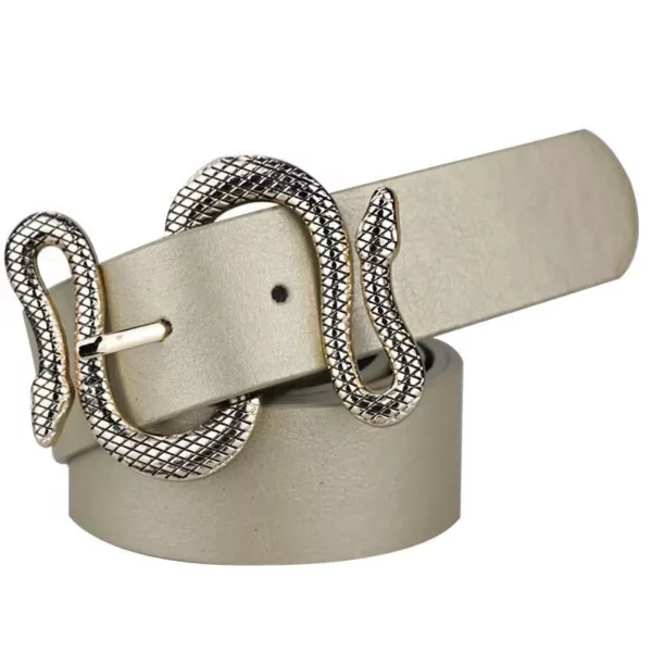 High-Quality Snake Shape Pin Buckle Leather Belt for Women - Image 9