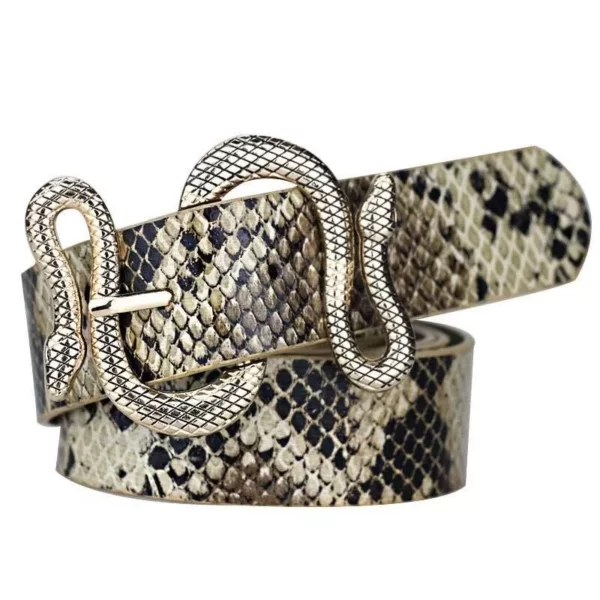 High-Quality Snake Shape Pin Buckle Leather Belt for Women - Image 2