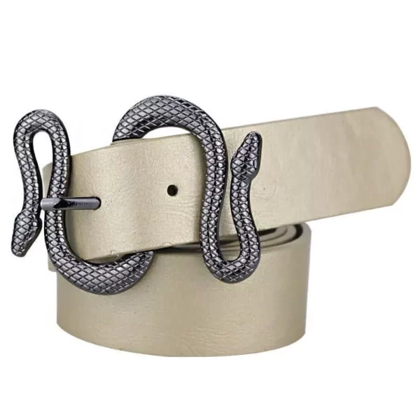 High-Quality Snake Shape Pin Buckle Leather Belt for Women - Image 4