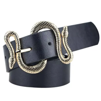 High-Quality Snake Shape Pin Buckle Leather Belt for Women