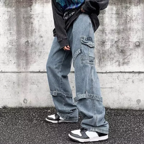Men’s Baggy Y2K Streetwear Jeans – Hip Hop Denim Straight Leg Trousers