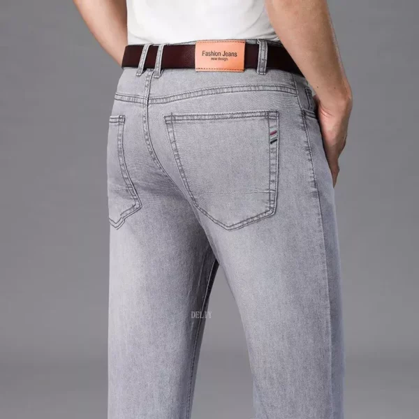 High Waist Stretch Denim Straight Jeans – Lightweight, Business Casual for Men