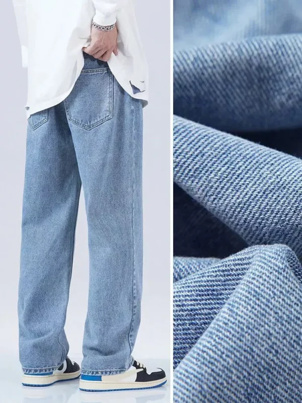 2023 Autumn Vintage Blue Straight-Leg Jeans - Casual Wide-Leg Denim Trousers - Image 4