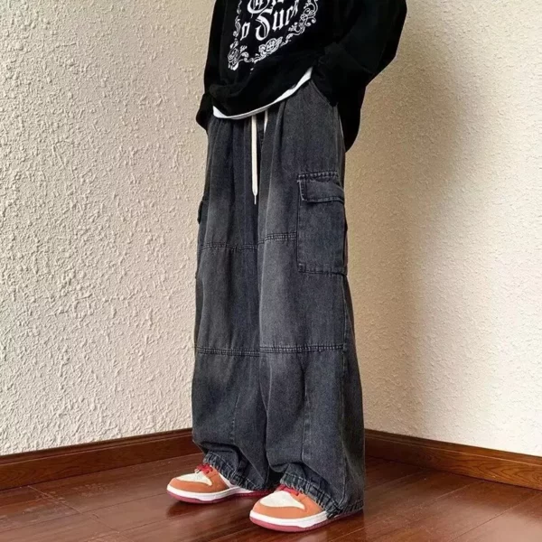 Y2K Wide Leg Cargo Jeans | Men’s Loose Fit Hip Hop Streetwear