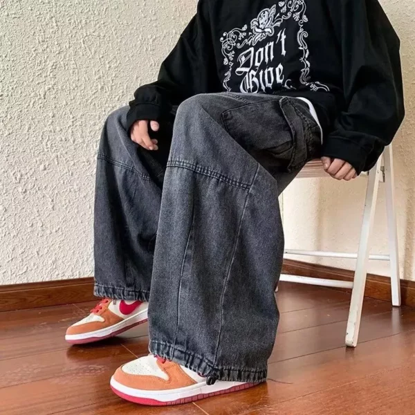 Y2K Wide Leg Cargo Jeans | Men’s Loose Fit Hip Hop Streetwear