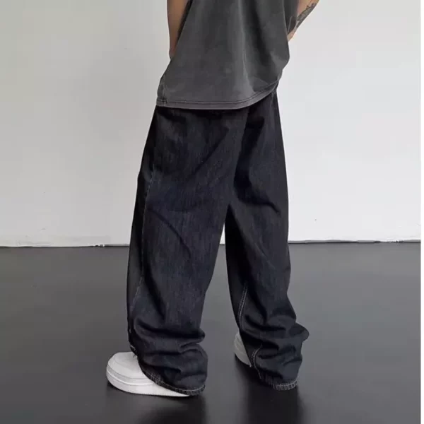 2023 Trendy Patchwork Denim Wide-Leg Men's Jeans | Oversized Streetwear - Image 3