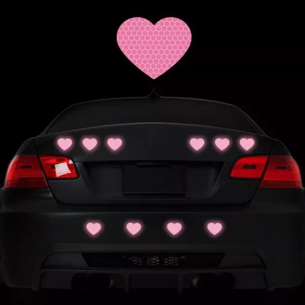 Reflective Heart-Shaped Safety Stickers for Vehicles