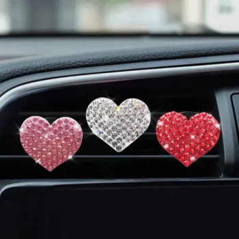 Colorful Heart-Shaped Rhinestone Car Perfume Clip