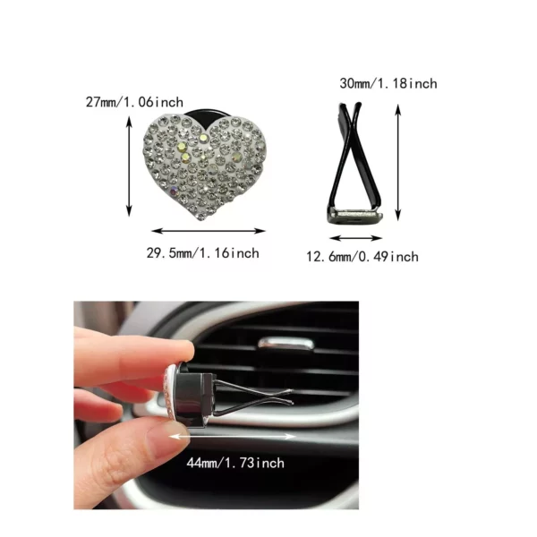 Colorful Heart-Shaped Rhinestone Car Perfume Clip - Image 6