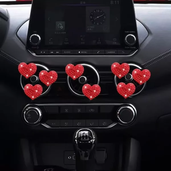 Colorful Heart-Shaped Rhinestone Car Perfume Clip - Image 7