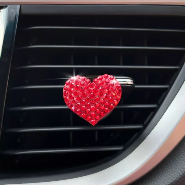 Colorful Heart-Shaped Rhinestone Car Perfume Clip - Image 5