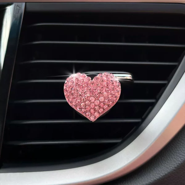 Colorful Heart-Shaped Rhinestone Car Perfume Clip - Image 4