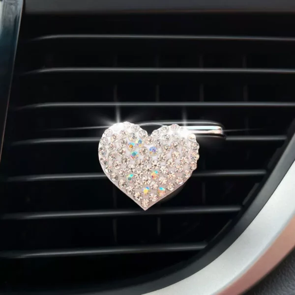 Colorful Heart-Shaped Rhinestone Car Perfume Clip - Image 3