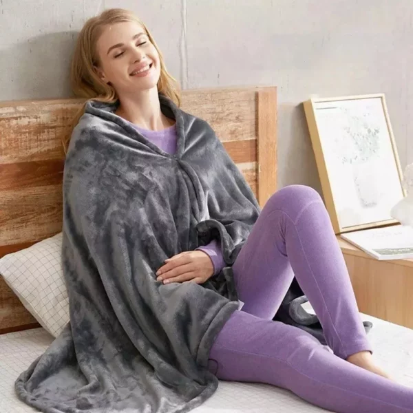 USB Charging Velvet Heated Shawl Blanket - Image 4