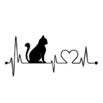 Cat Electrocardiogram Car Decal – Cute EKG Cat Cartoon Sticker for Vehicles & Home Decor