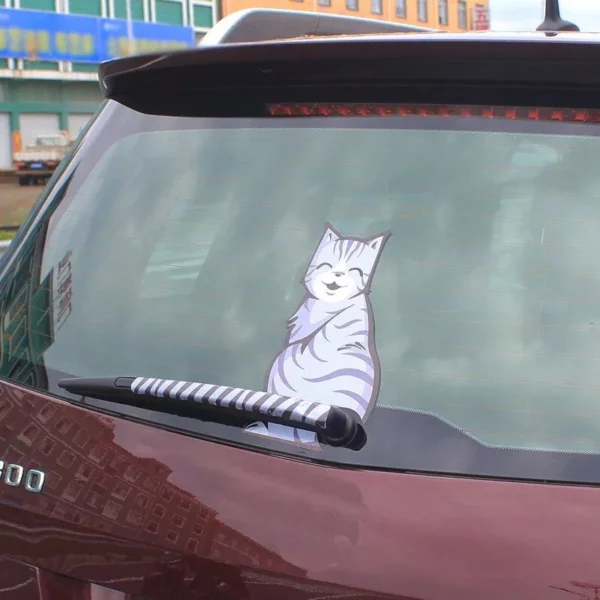 Reflective Cartoon Cat Car Stickers with Moving Tail - Image 6