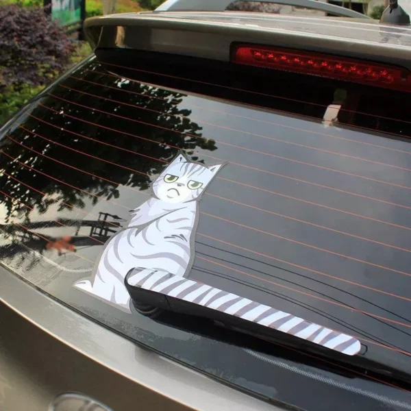 Reflective Cartoon Cat Car Stickers with Moving Tail - Image 4