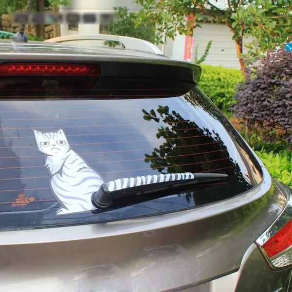 Reflective Cartoon Cat Car Stickers with Moving Tail - Image 2