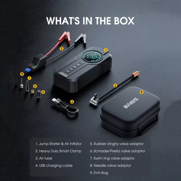 Multi-Function Portable Car Jump Starter with Air Compressor, Power Bank, and Emergency Light - Image 7