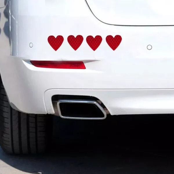 Heart-Shaped Reflective Safety Decals for Cars & Bikes