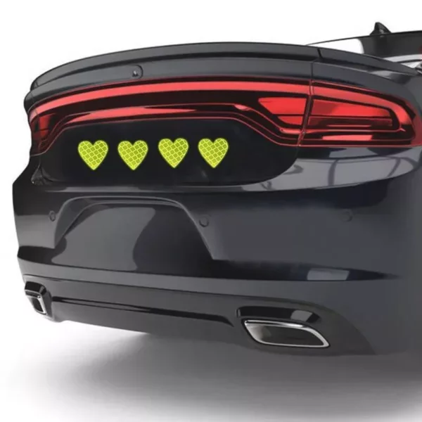 Heart-Shaped Reflective Safety Decals for Cars & Bikes