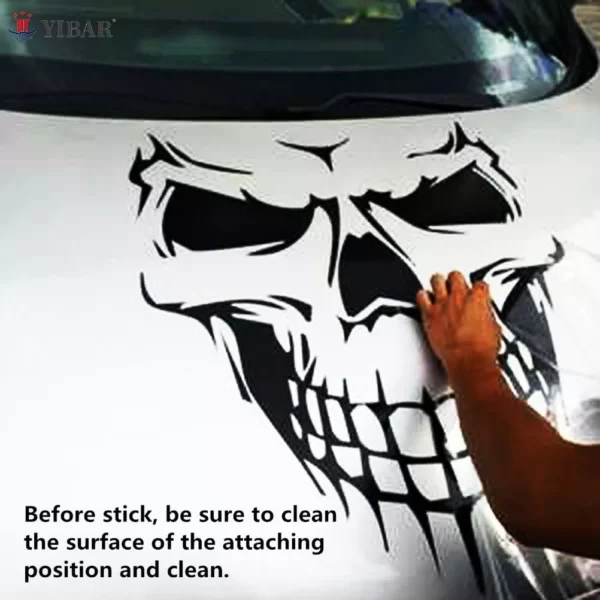 18″ Matte Black Skull Hood Decal